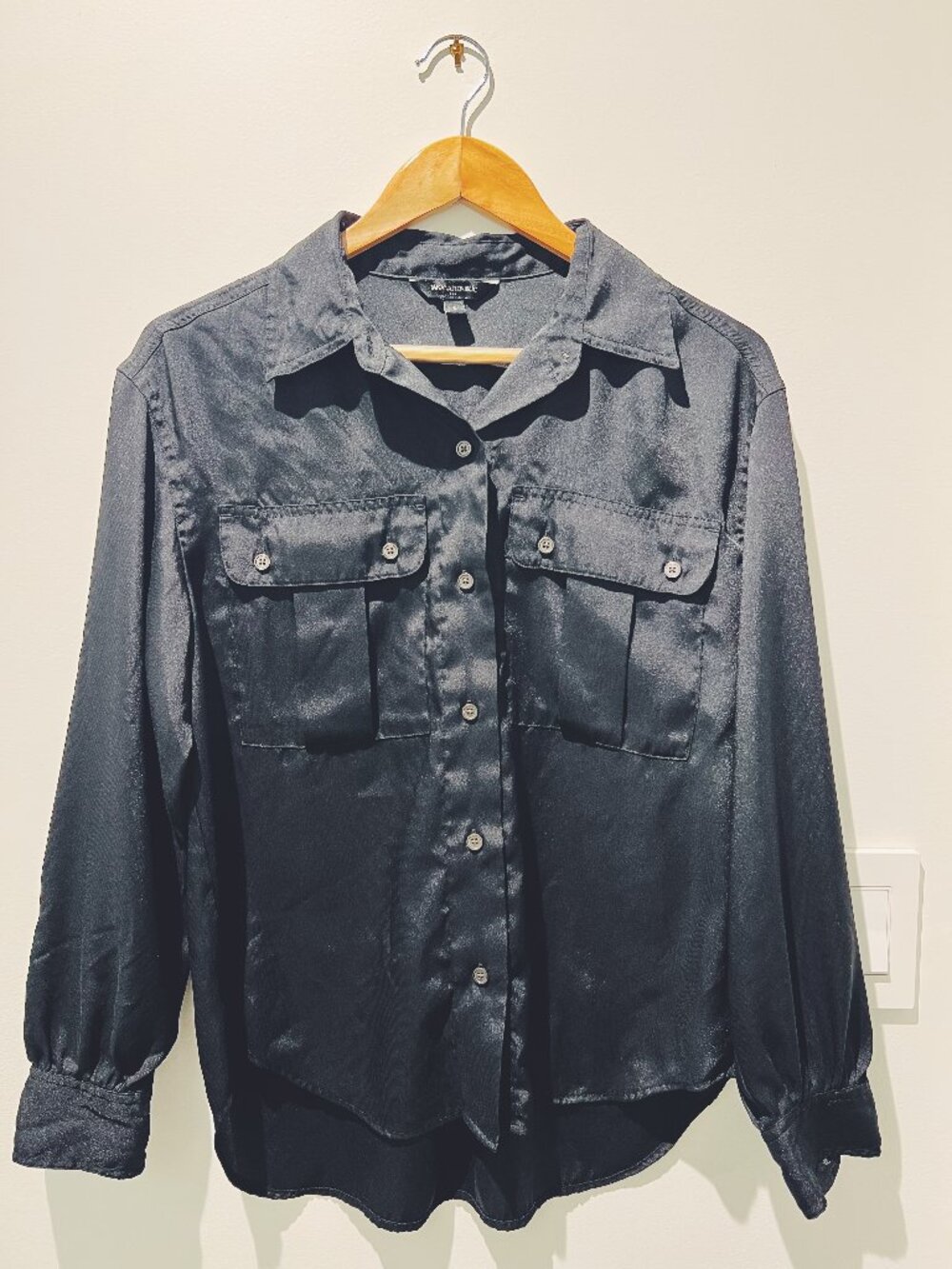 Banana Republic Satin Utility Shirt | Black | Sz. S
